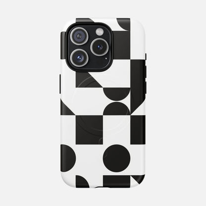 Geometric Black & White iPhone Case — Tough Magnetic | MagSafe Compatible