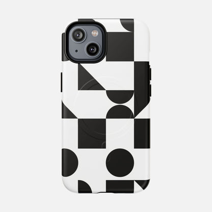 Geometric Black & White iPhone Case — Tough Magnetic | MagSafe Compatible