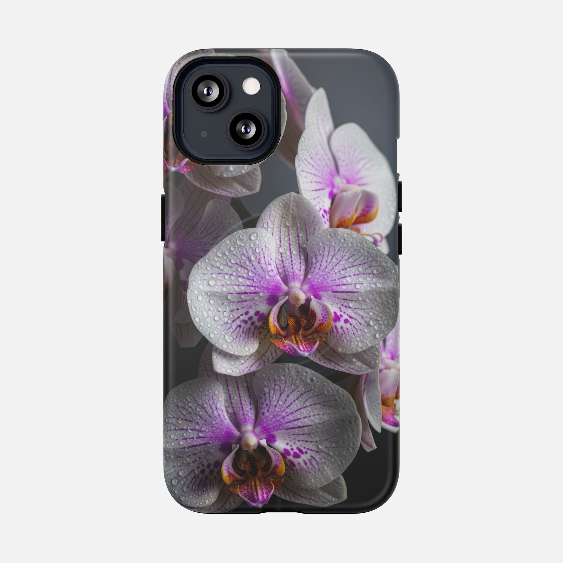Orchid Bloom Tough Magnetic Phone Case — Waterdrop Floral Protection iPhone 13 Matte Phone Case