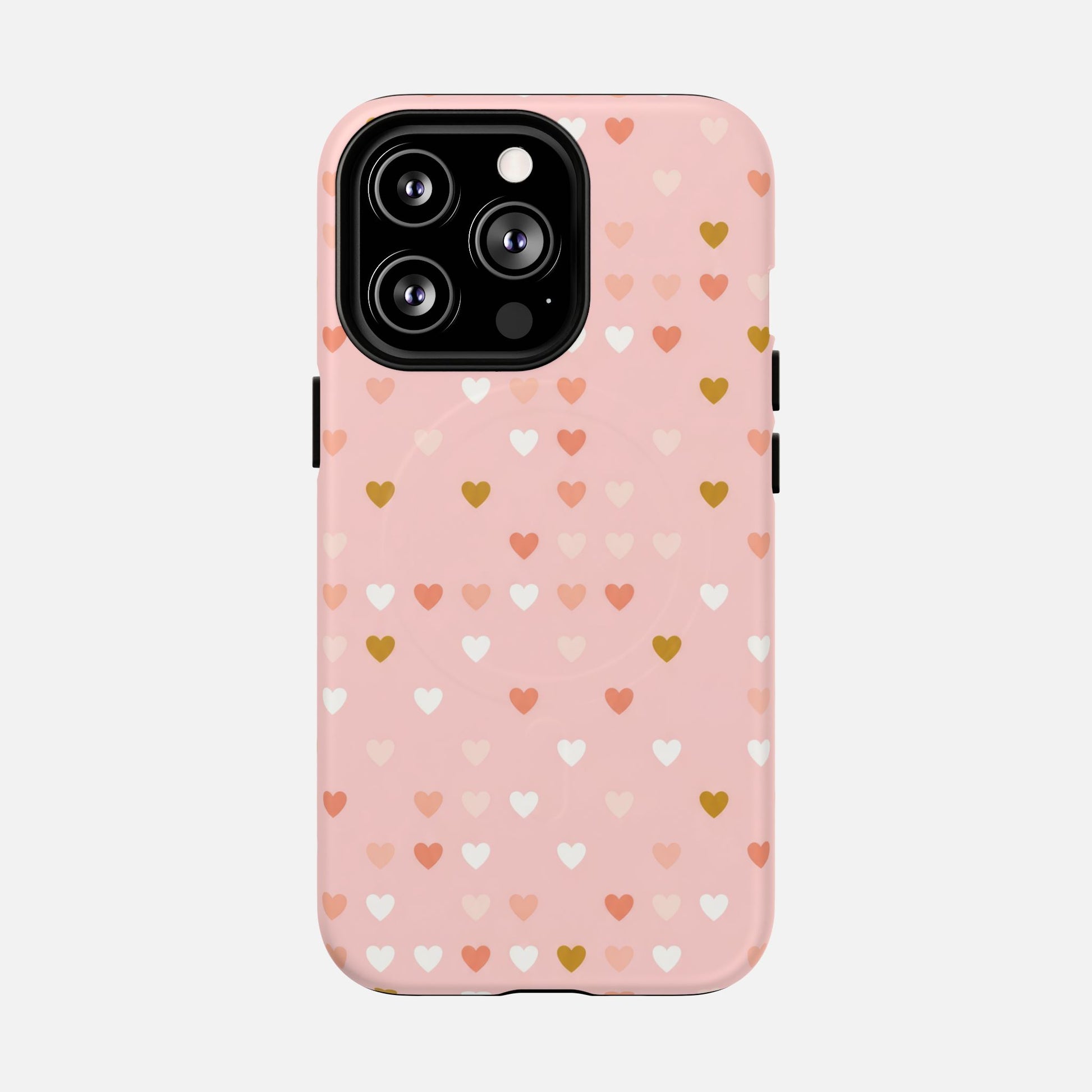 Pink Heart Pattern Tough Magnetic Phone Case iPhone 13 Pro Matte Phone Case