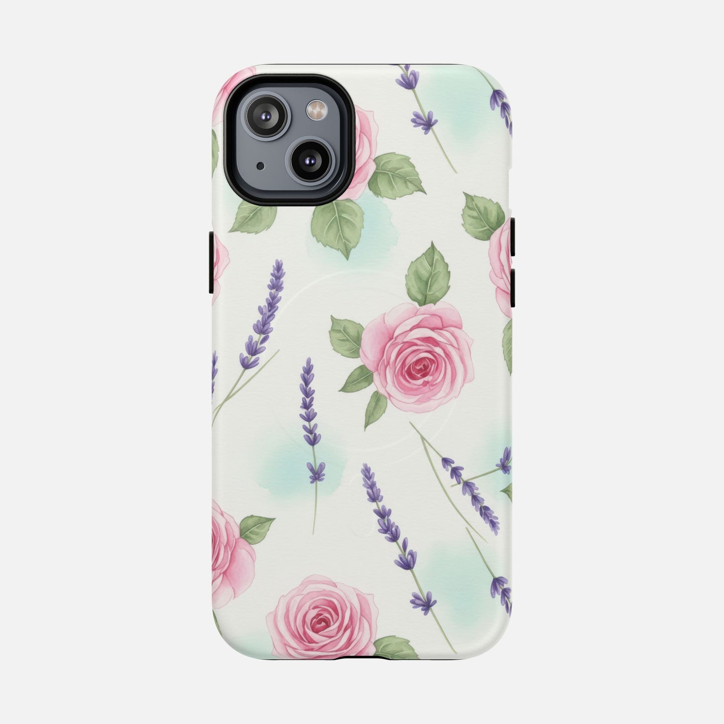 Floral Rose & Lavender Tough Magnetic Phone Case — Protective Magnetic iPhone Cover iPhone 14 Plus Matte Phone Case