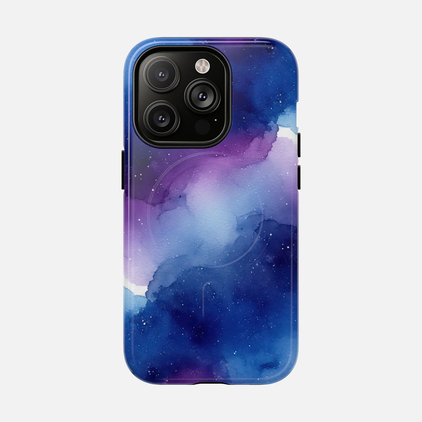 Galaxy Watercolor Tough Magnetic Phone Case — Blue Purple Nebula MagSafe Cover iPhone 14 Pro Glossy Phone Case