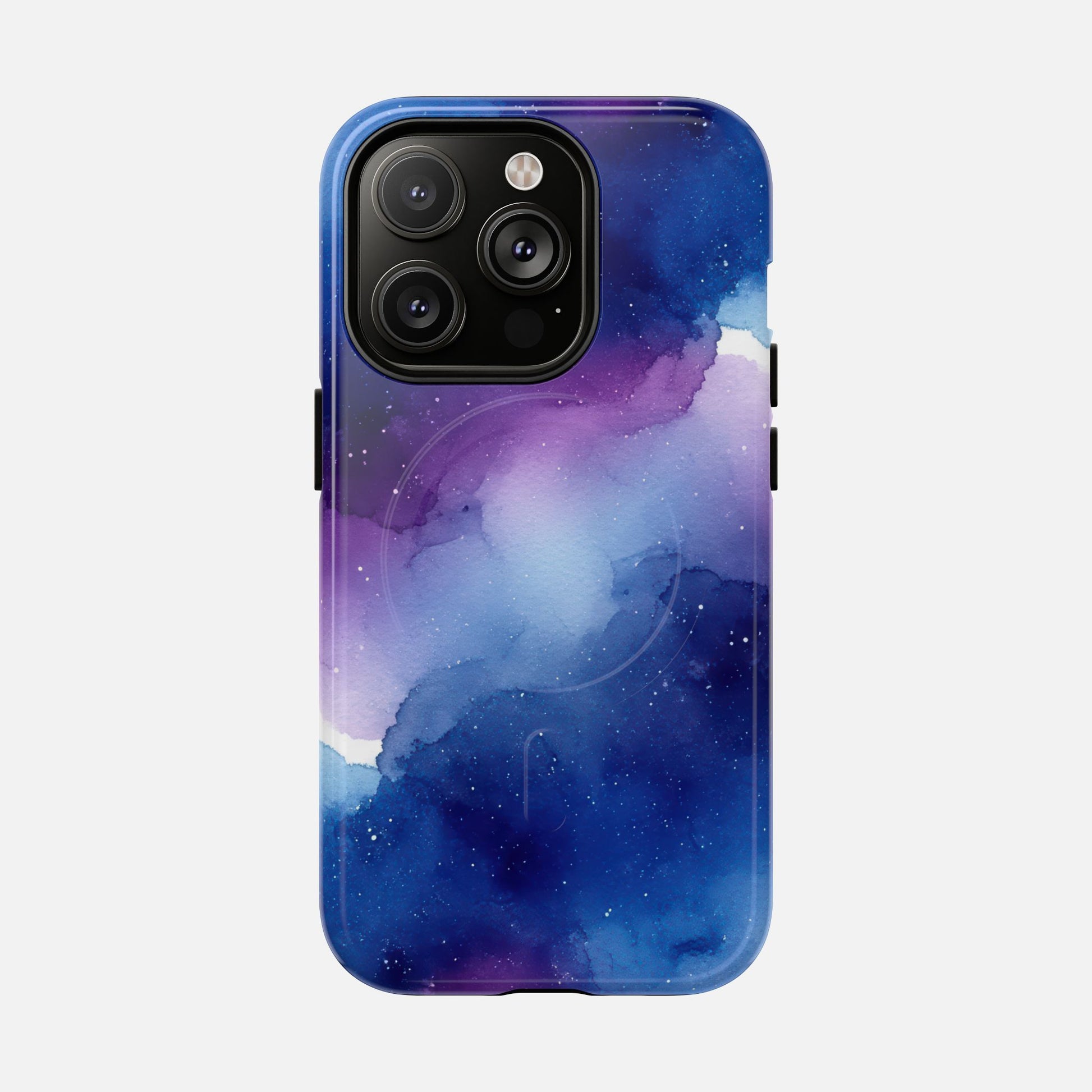 Galaxy Watercolor Tough Magnetic Phone Case — Blue Purple Nebula MagSafe Cover iPhone 14 Pro Glossy Phone Case
