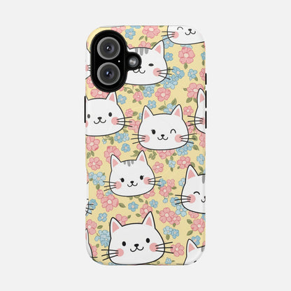 Cute Floral Cat iPhone Case — Tough Magnetic | MagSafe Compatible