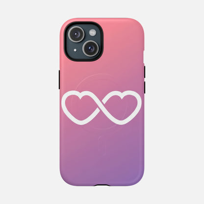 Infinity Heart With Pink Gradient iPhone Case — Tough Magnetic | MagSafe Compatible