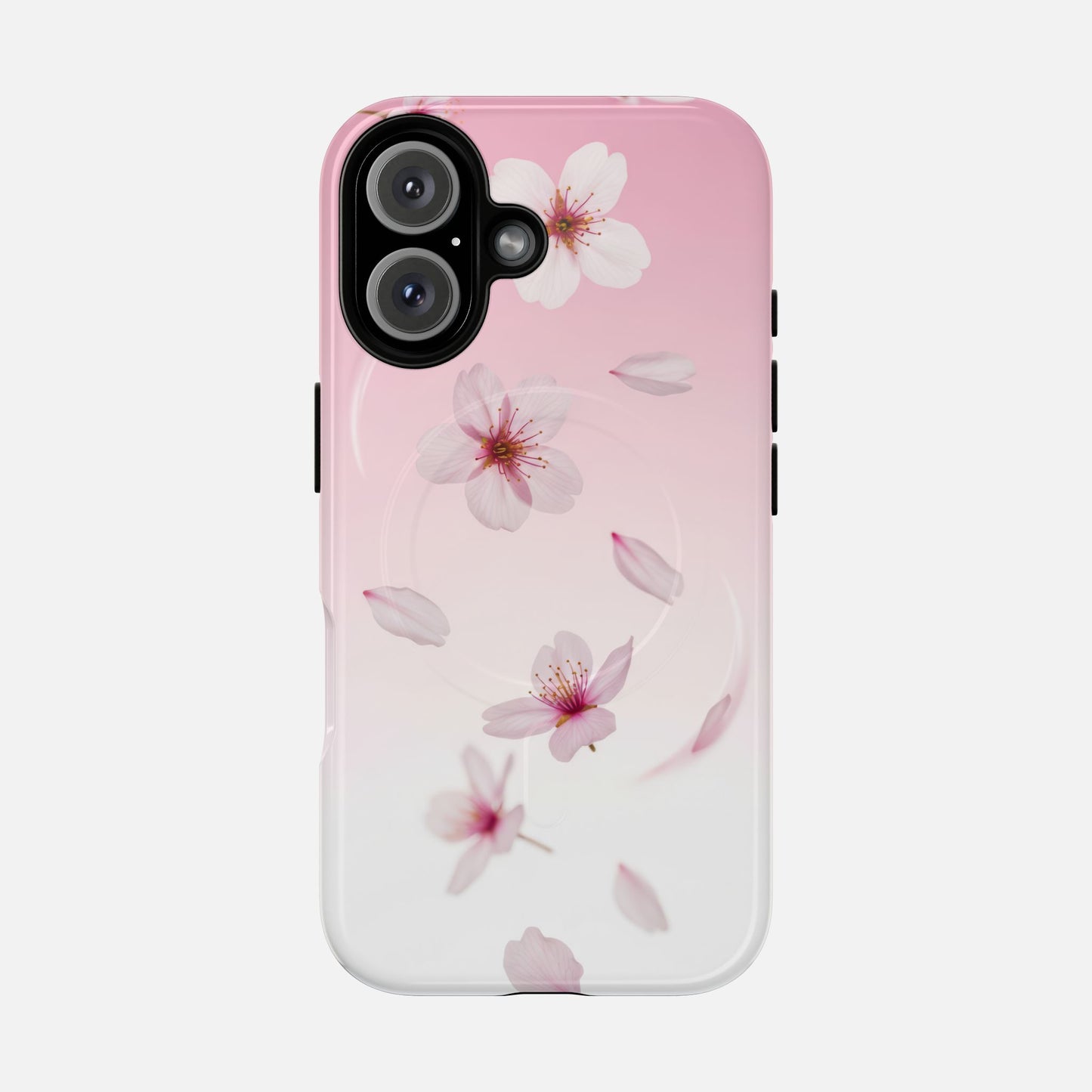 Floral Sakura Tough Magnetic Phone Case — Pink Cherry Blossom Design iPhone 16 Glossy Phone Case