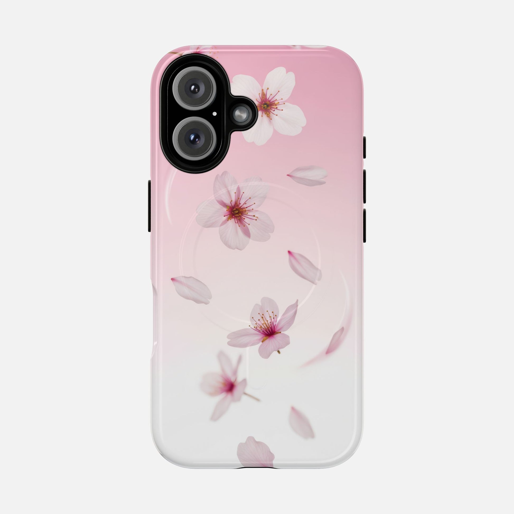 Floral Sakura Tough Magnetic Phone Case — Pink Cherry Blossom Design iPhone 16 Glossy Phone Case