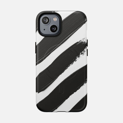 Abstract Black Brushstroke Magnetic Phone Case iPhone 14 Matte Phone Case