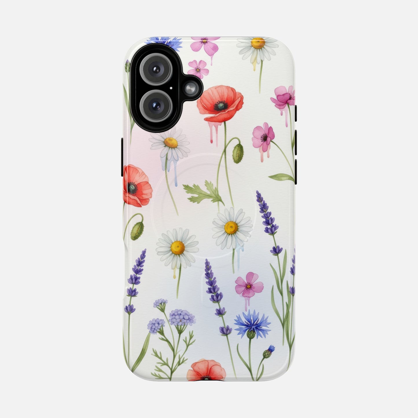 Floral Wildflower Tough Magnetic Phone Case — Poppies, Daisies & Lavender iPhone 16 Plus Glossy Phone Case