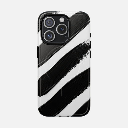 Abstract Black Brushstroke Magnetic Phone Case iPhone 15 Pro Glossy Phone Case