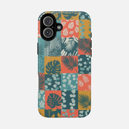 Tropical Patchwork Tough Magnetic Phone Case iPhone 16 Plus Matte Phone Case