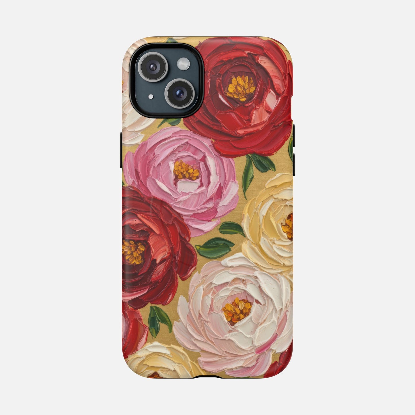 Floral Camellia With Rose & Blush Blooms iPhone Case — Tough Magnetic | MagSafe Compatible