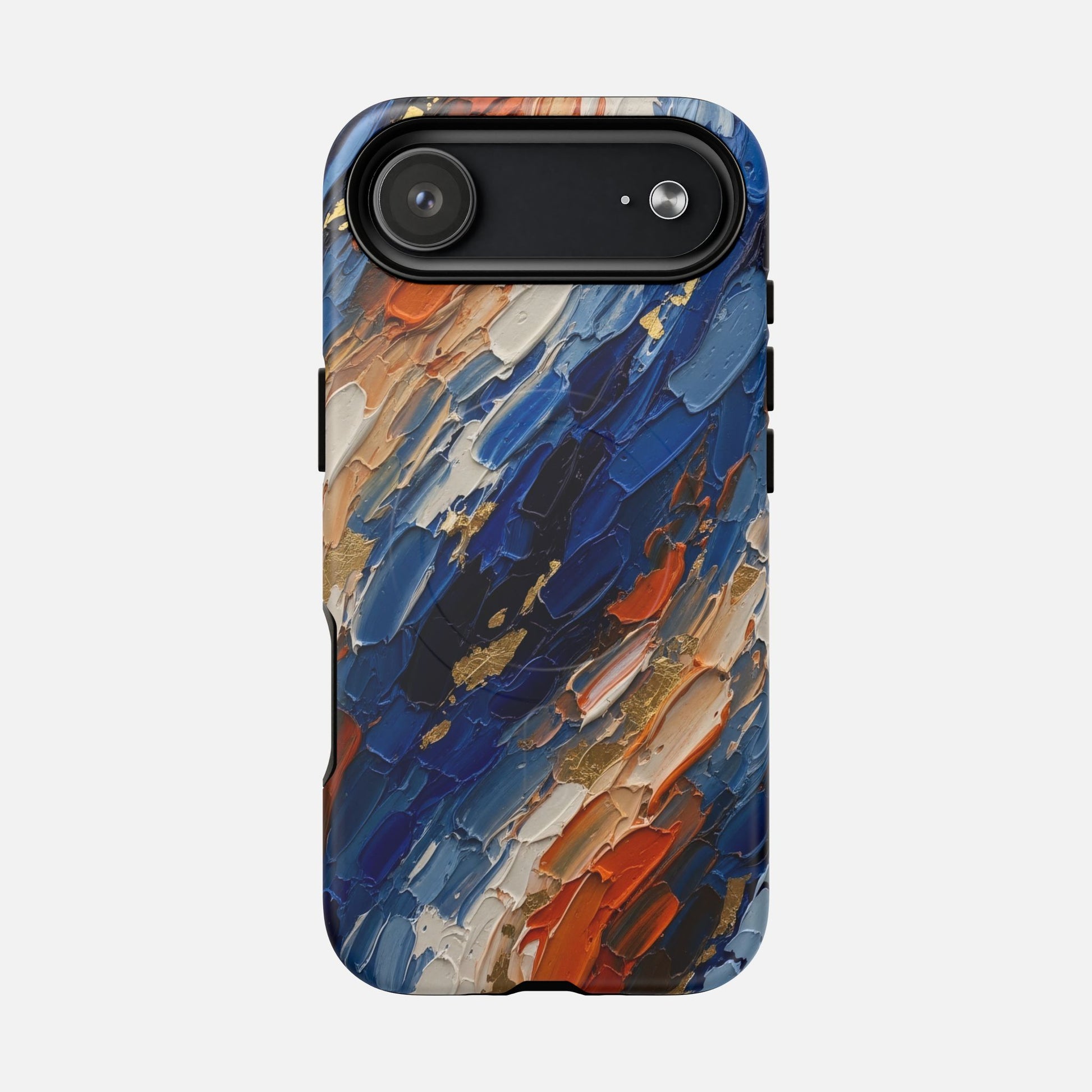 Magnetic Phone Case — Abstract Blue & Orange Paint Texture iPhone 17 Air Matte Phone Case