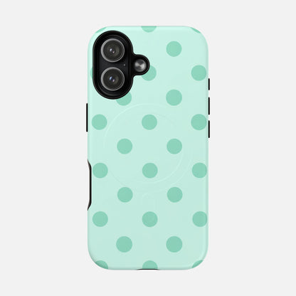 Mint Polka Dot iPhone Case — Tough Magnetic | MagSafe Compatible