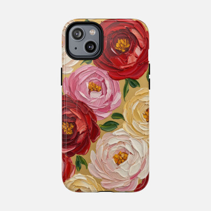 Floral Camellia Tough Magnetic Phone Case — Protective Magnetic iPhone Cover with Rose & Blush Blooms iPhone 14 Plus Glossy Phone Case