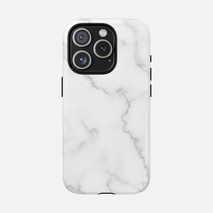 White Marble iPhone Case — Tough Magnetic | MagSafe Compatible