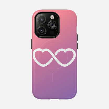 Infinity Heart With Pink Gradient iPhone Case — Tough Magnetic | MagSafe Compatible