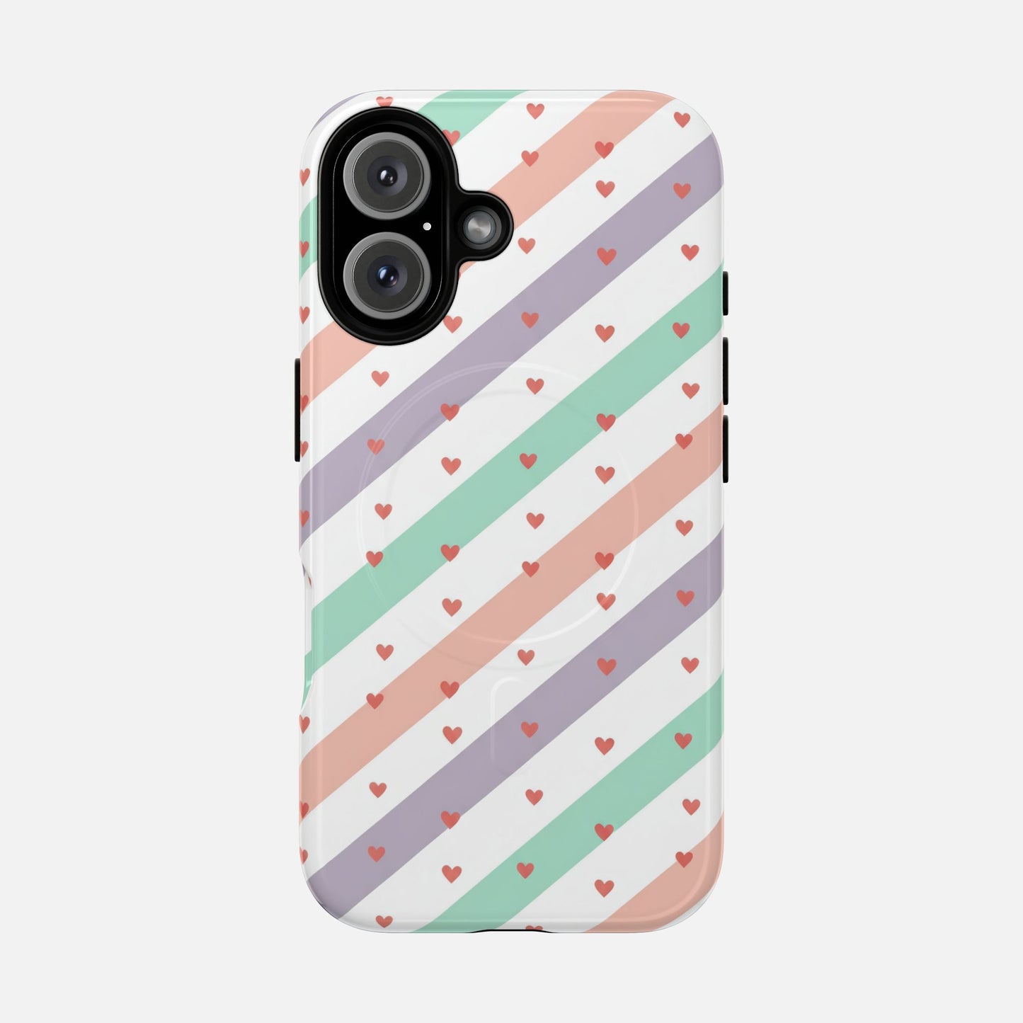 Valentine Pastel Stripes iPhone Case — Tough Magnetic | MagSafe Compatible