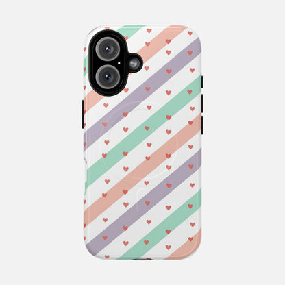 Valentine Pastel Stripes iPhone Case — Tough Magnetic | MagSafe Compatible