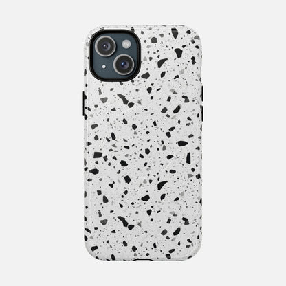Terrazzo Black & White iPhone Case — Tough Magnetic | MagSafe Compatible