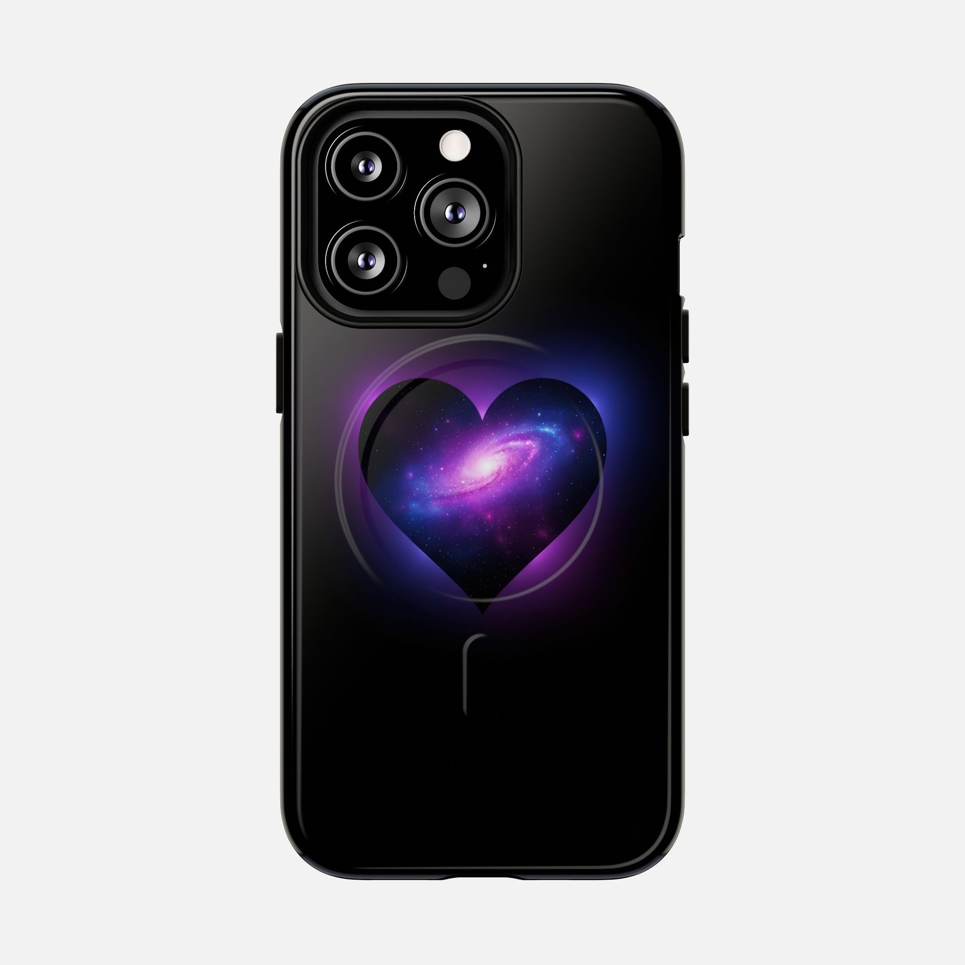 Galaxy Heart Tough Magnetic Phone Case — Magnetic Protective iPhone Cover with Purple Nebula Design iPhone 13 Pro Glossy Phone Case