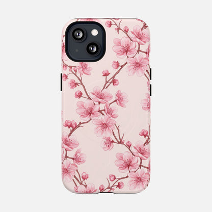 Pink Cherry Blossom iPhone Case — Tough Magnetic | MagSafe Compatible