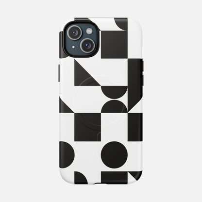Geometric Black & White iPhone Case — Tough Magnetic | MagSafe Compatible
