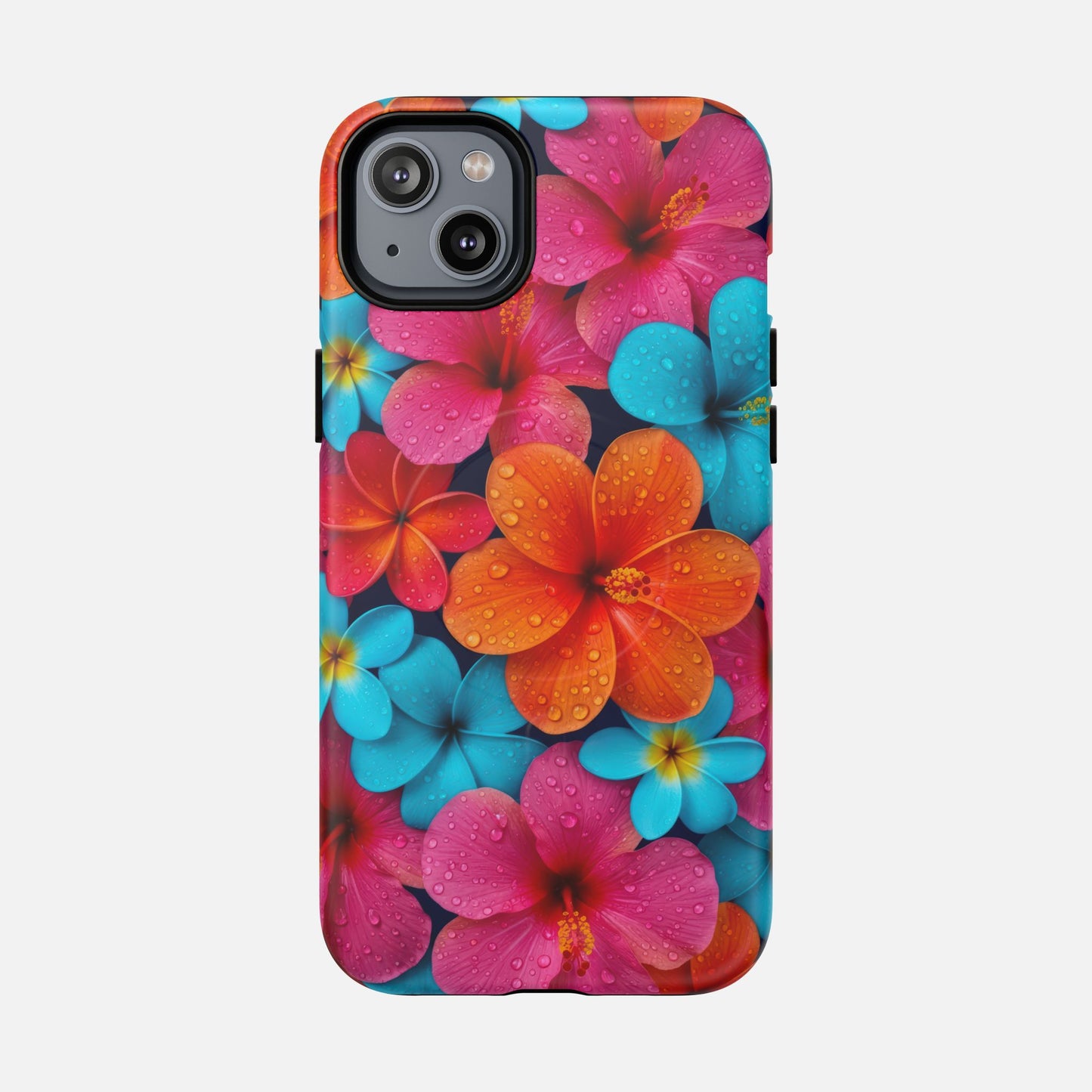 Phone Case — Colorful Tropical Plumeria Floral Magnetic Tough Case iPhone 14 Plus Matte Phone Case