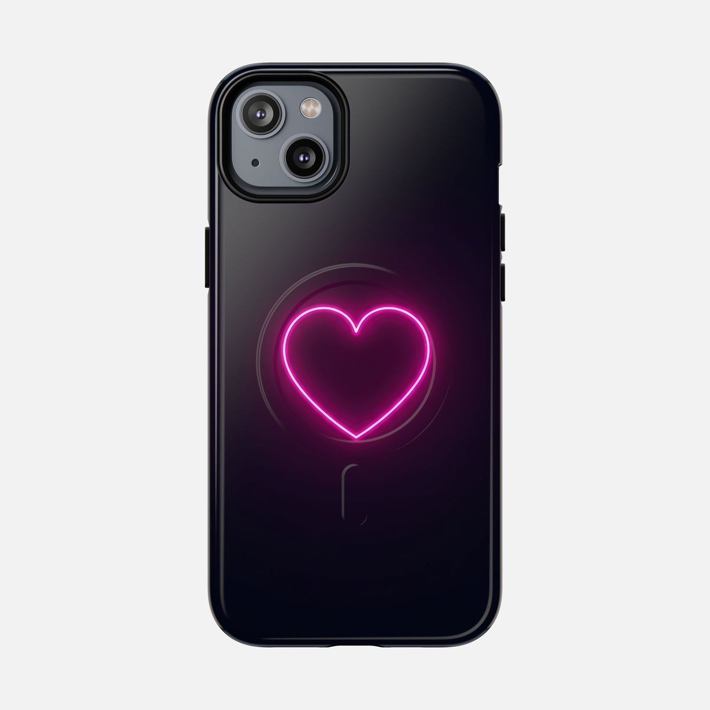 Neon Heart With Glow Pink iPhone Case — Tough Magnetic | MagSafe Compatible