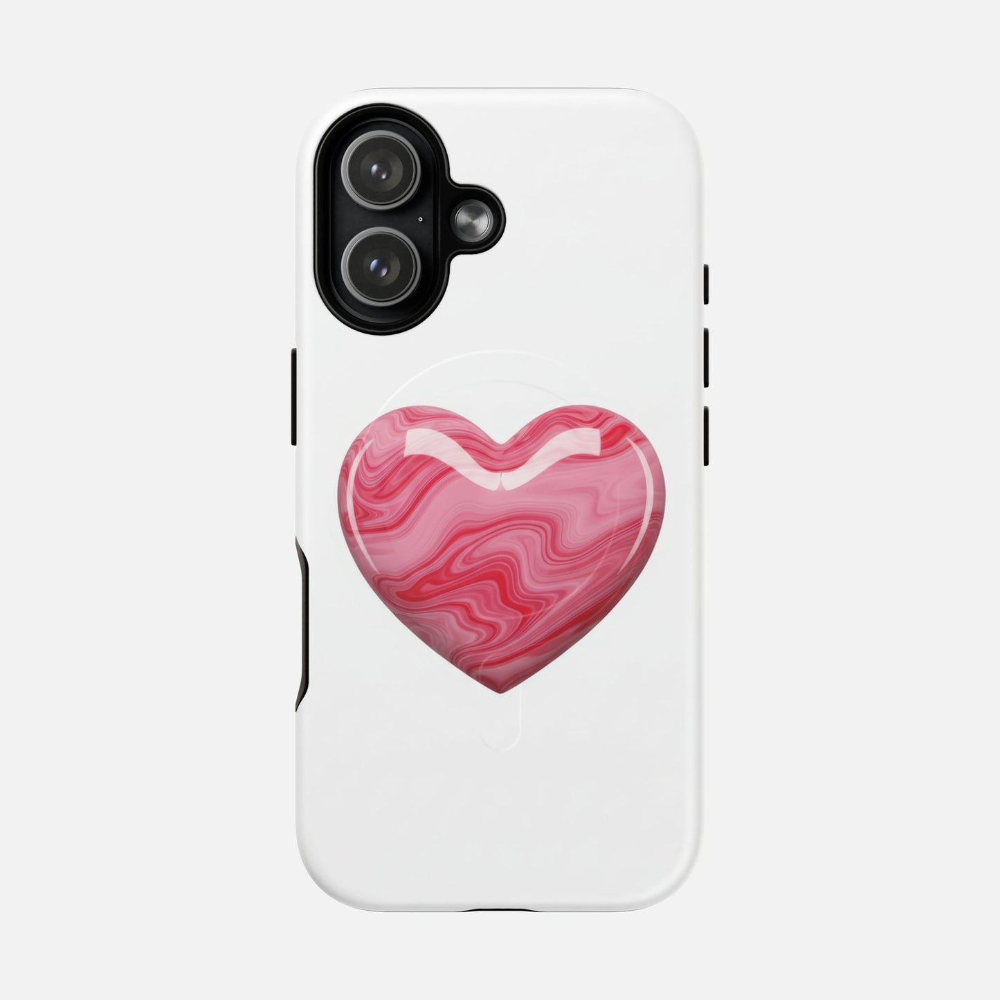 Pink Marble Heart iPhone Case — Tough Magnetic | MagSafe Compatible