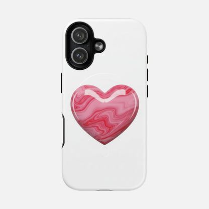 Pink Marble Heart iPhone Case — Tough Magnetic | MagSafe Compatible