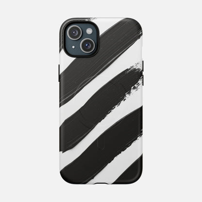 Abstract Black Brushstroke Magnetic Phone Case iPhone 15 Plus Matte Phone Case