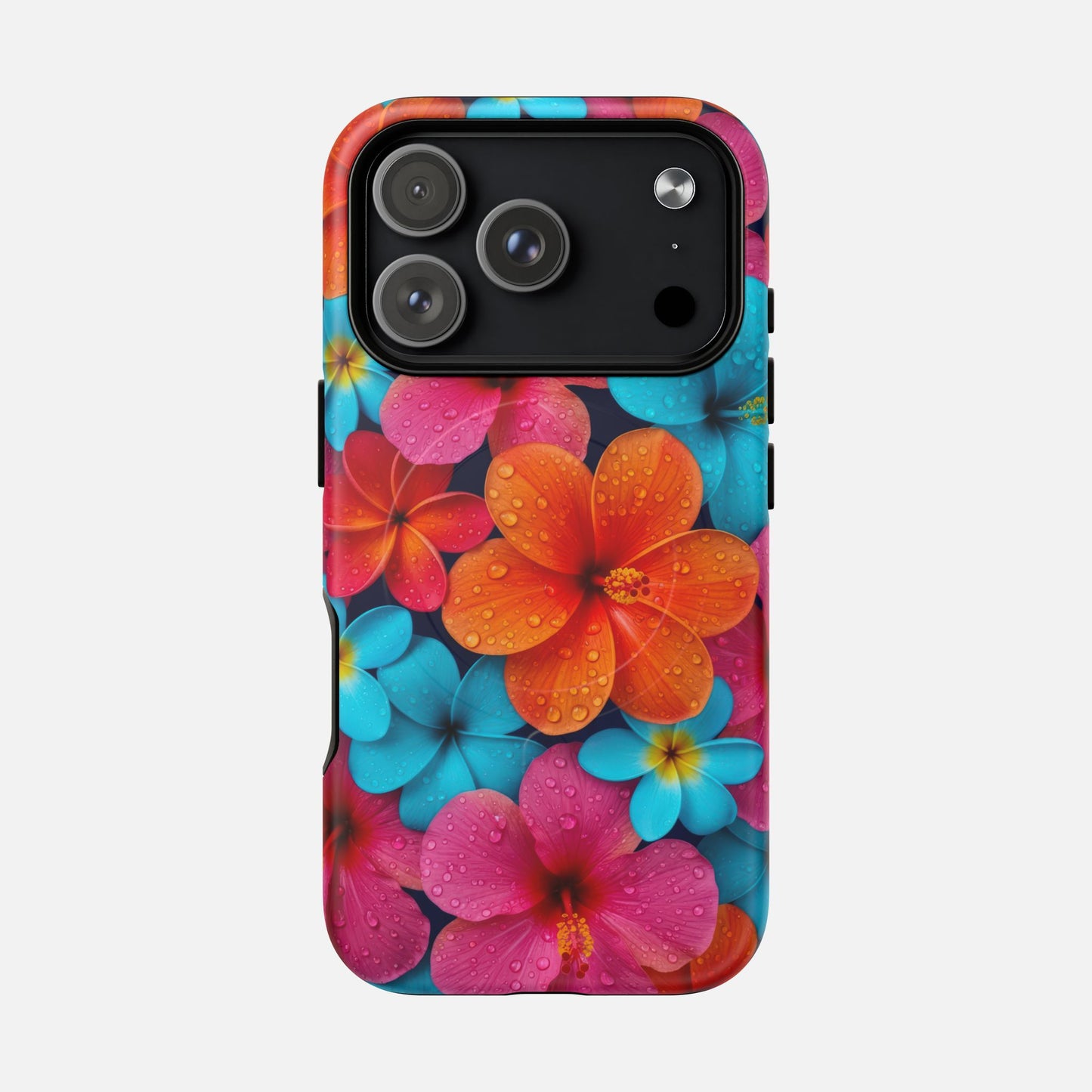 Colorful Tropical Plumeria Floral iPhone Case — Tough Magnetic | MagSafe Compatible