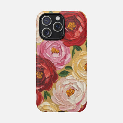 Floral Camellia With Rose & Blush Blooms iPhone Case — Tough Magnetic | MagSafe Compatible