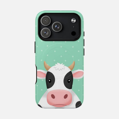 Cow Cartoon iPhone Case — Tough Magnetic | MagSafe Compatible