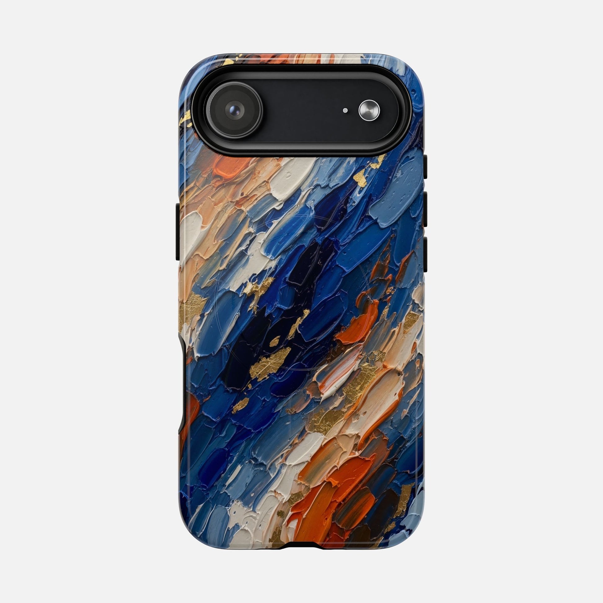 Magnetic Phone Case — Abstract Blue & Orange Paint Texture iPhone 17 Air Glossy Phone Case