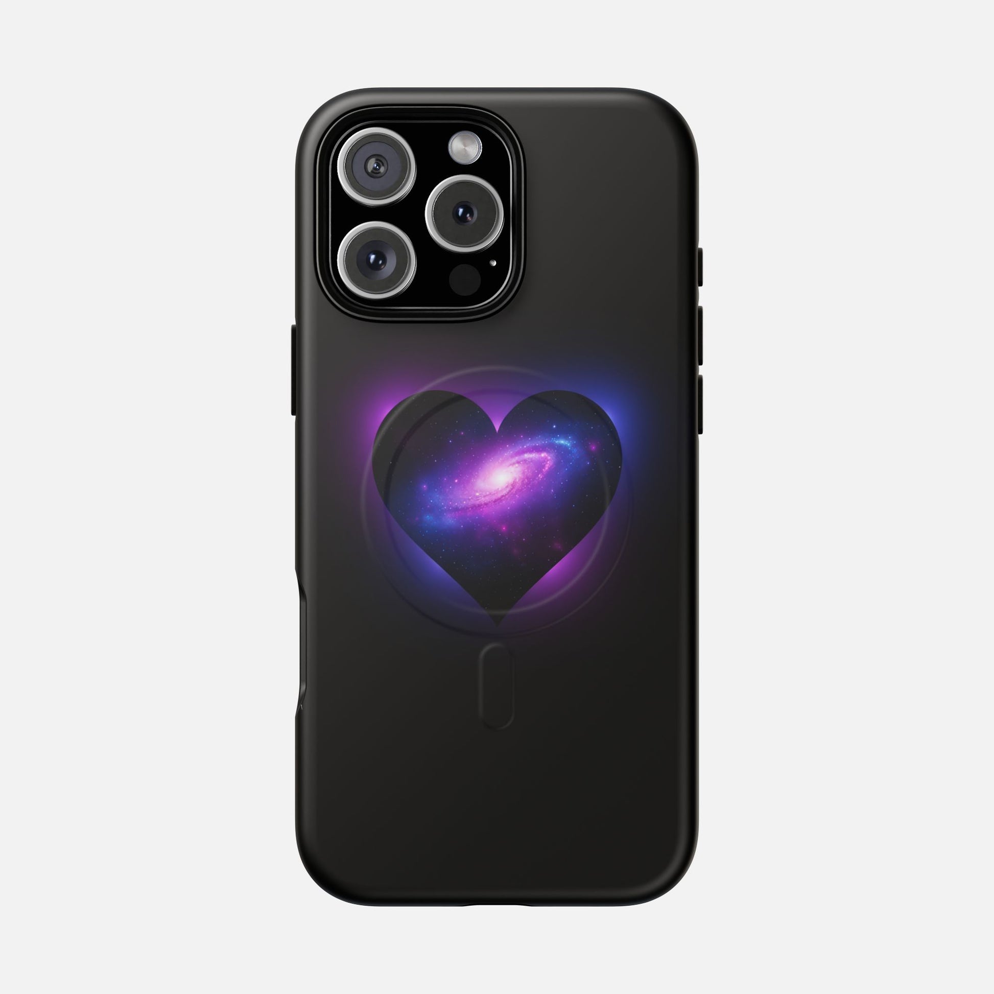 Galaxy Heart Tough Magnetic Phone Case — Magnetic Protective iPhone Cover with Purple Nebula Design iPhone 16 Pro Max Matte Phone Case