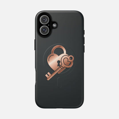 Rose Gold Lock & Key Design iPhone Case — Tough Magnetic | MagSafe Compatible