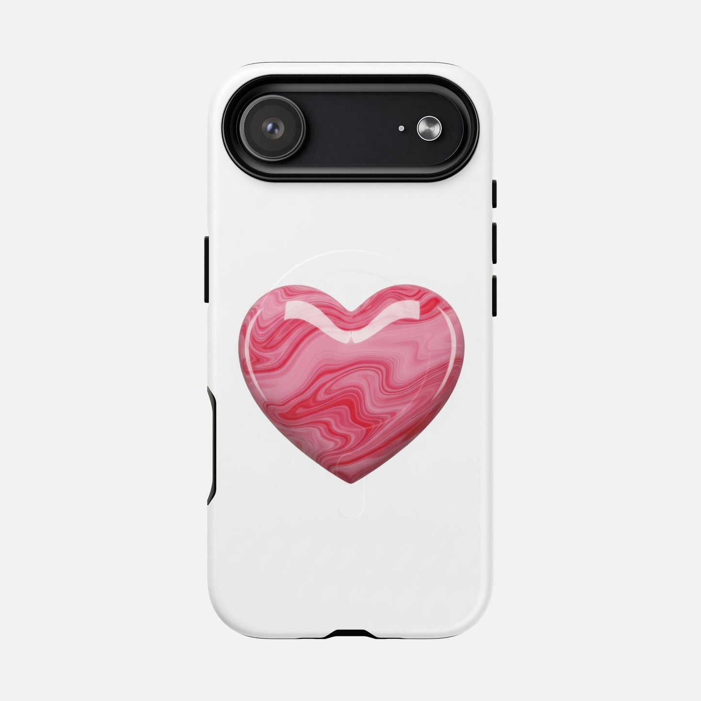 Pink Marble Heart iPhone Case — Tough Magnetic | MagSafe Compatible