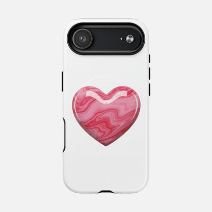 Pink Marble Heart iPhone Case — Tough Magnetic | MagSafe Compatible