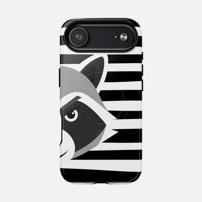 Raccoon Stripe Black & White Animal Design iPhone Case — Tough Magnetic | MagSafe Compatible