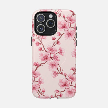 Pink Cherry Blossom iPhone Case — Tough Magnetic | MagSafe Compatible