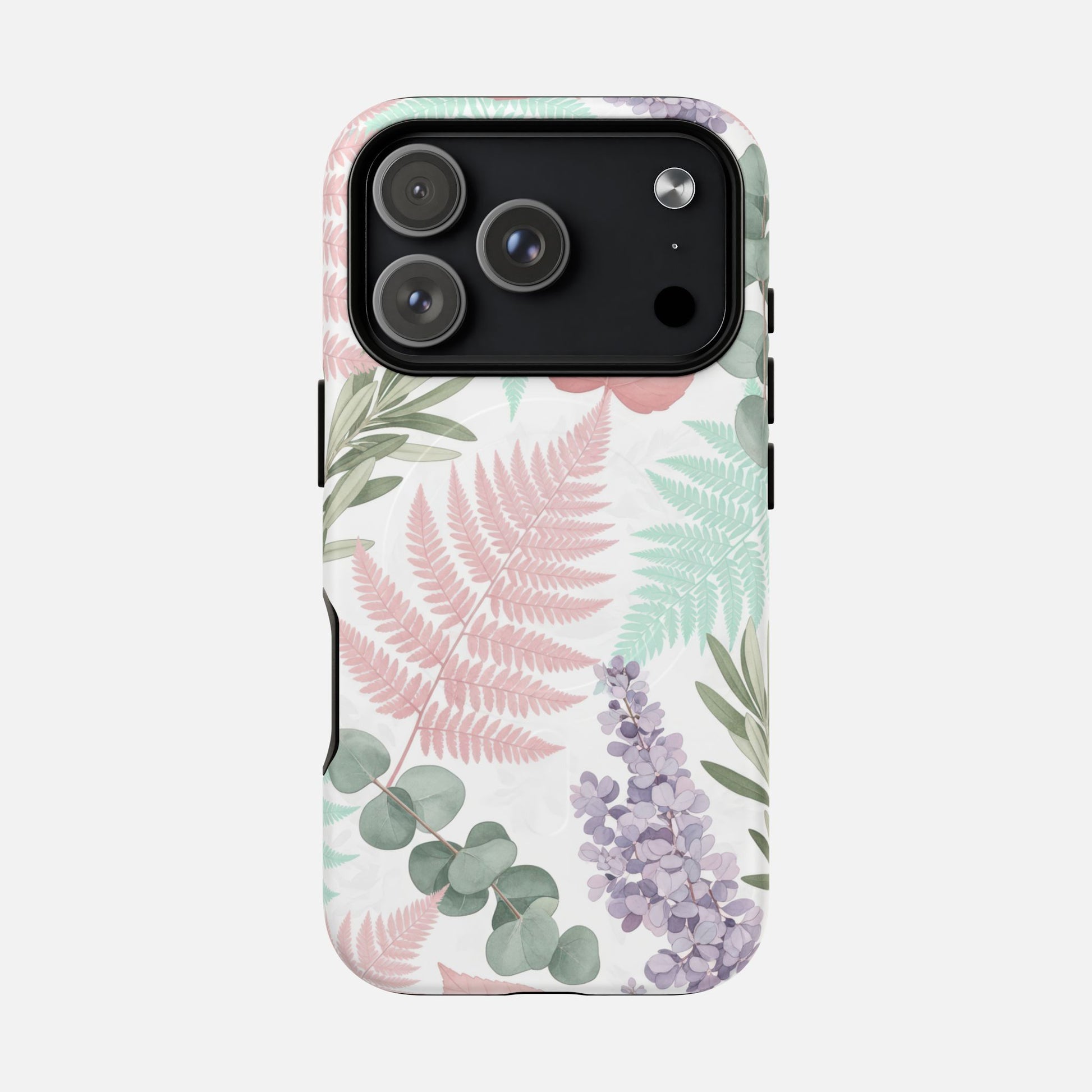 Floral Fern Tough Magnetic Phone Case — Pastel Leaves Protective Cover iPhone 17 Pro Matte Phone Case