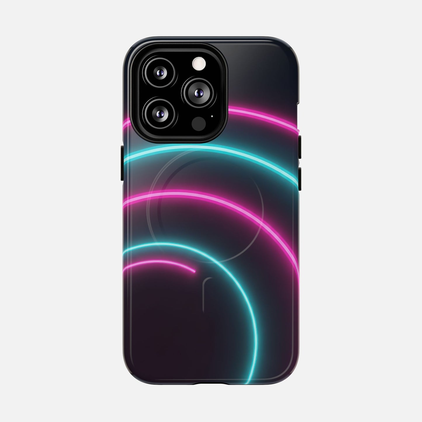 Neon Arc with Pink & Teal Glow iPhone Case — Tough Magnetic | MagSafe Compatible