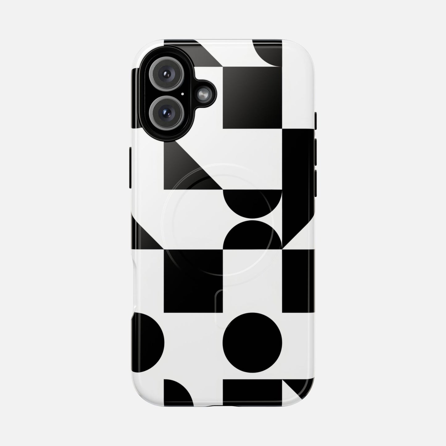 Geometric Black & White iPhone Case — Tough Magnetic | MagSafe Compatible