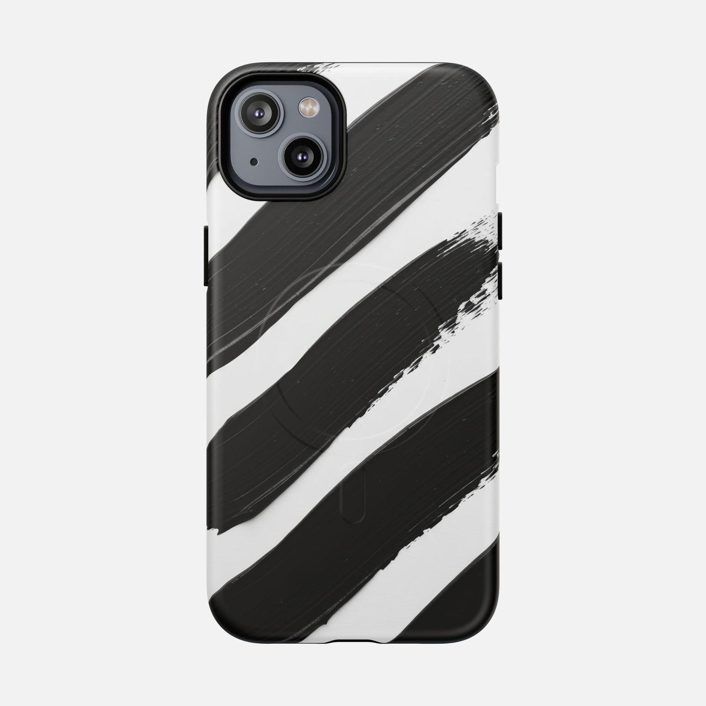 Abstract Black Brushstroke Magnetic Phone Case iPhone 14 Plus Matte Phone Case