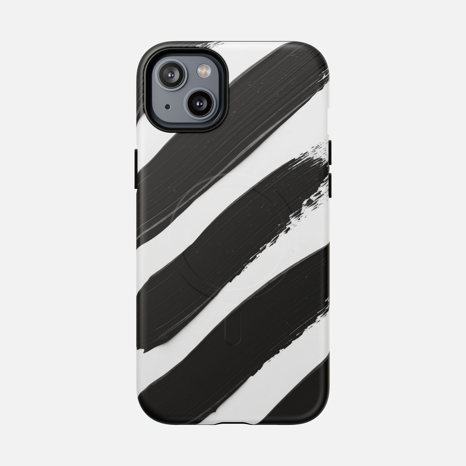 Abstract Black Brushstroke Magnetic Phone Case iPhone 14 Plus Matte Phone Case