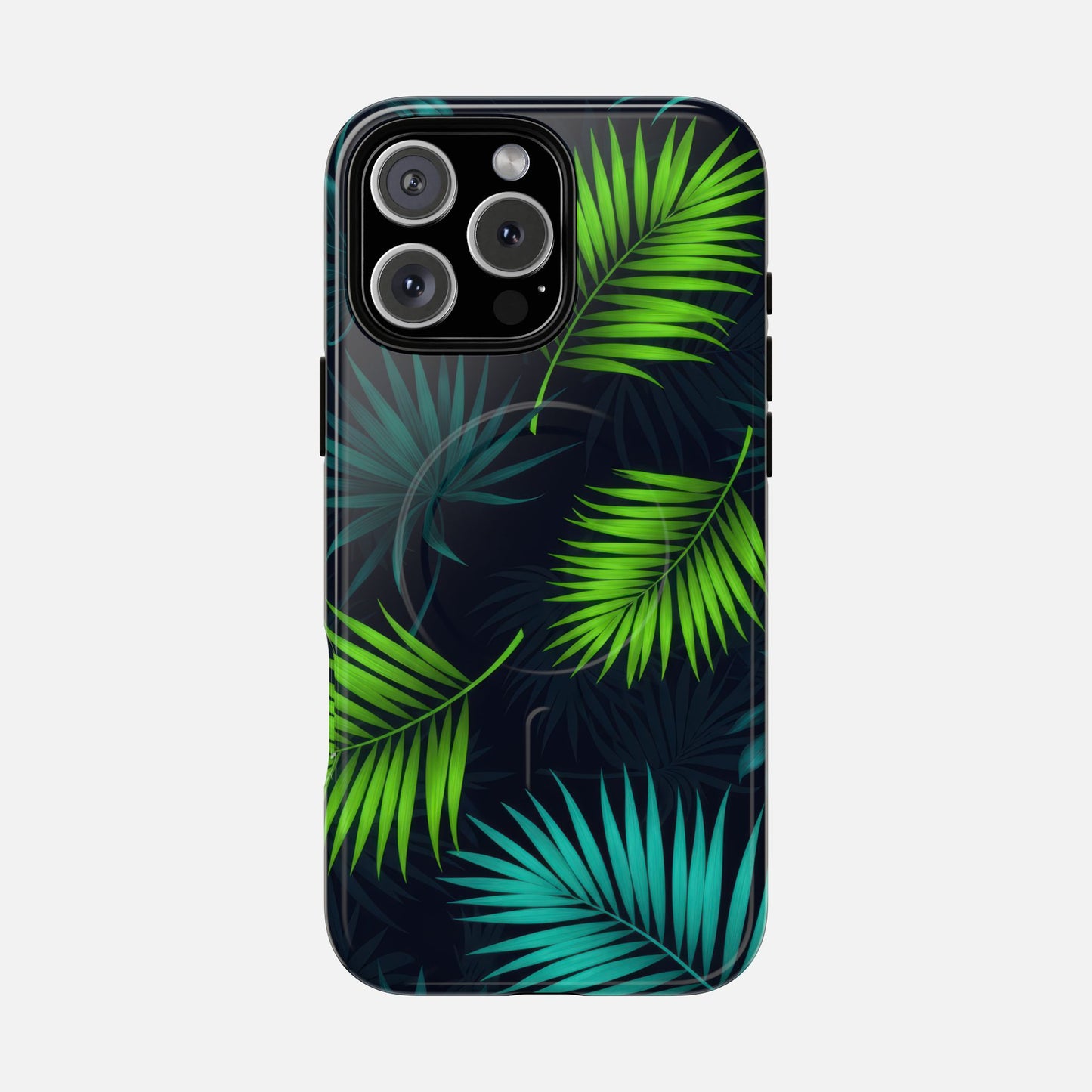 Tropical Palm Tough Magnetic Phone Case — Protective Magnetic iPhone Cover with Green Leaf Design iPhone 16 Pro Max Glossy Phone Case