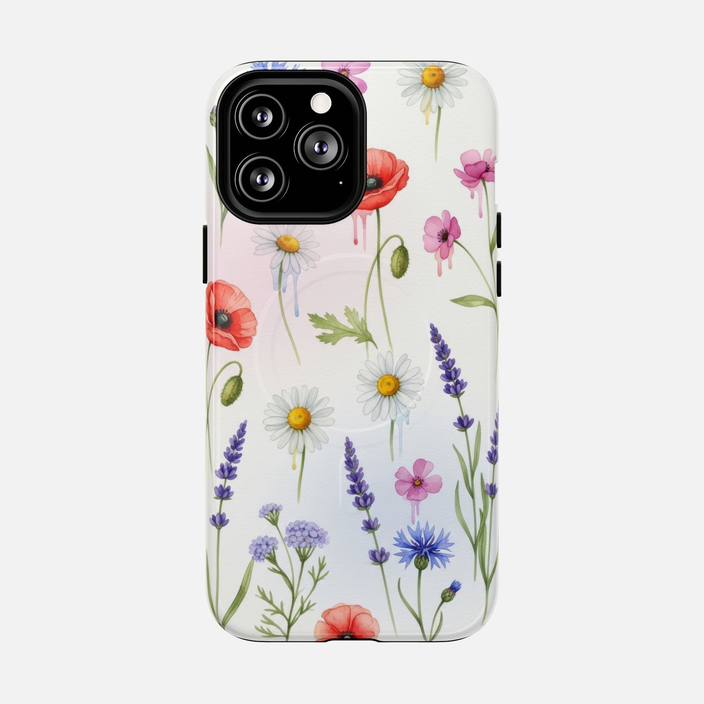 Floral Wildflower Tough Magnetic Phone Case — Poppies, Daisies & Lavender iPhone 13 Pro Max Glossy Phone Case