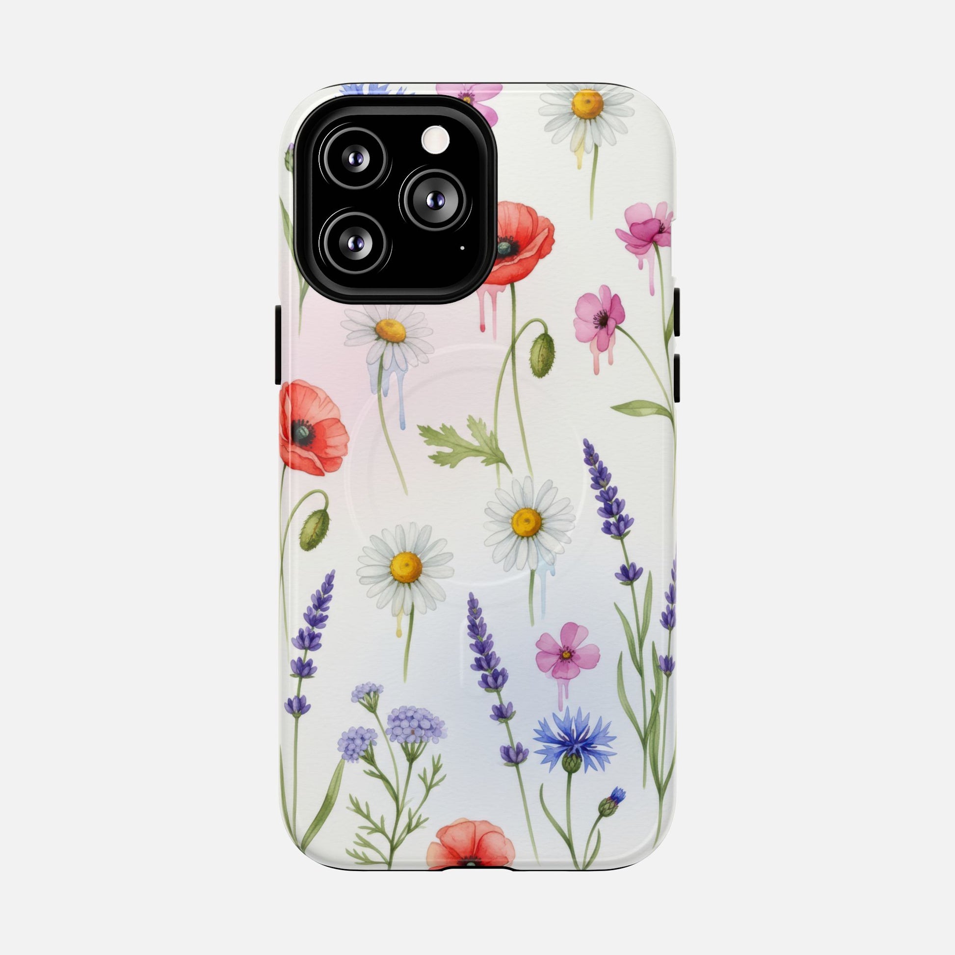 Floral Wildflower Tough Magnetic Phone Case — Poppies, Daisies & Lavender iPhone 13 Pro Max Glossy Phone Case